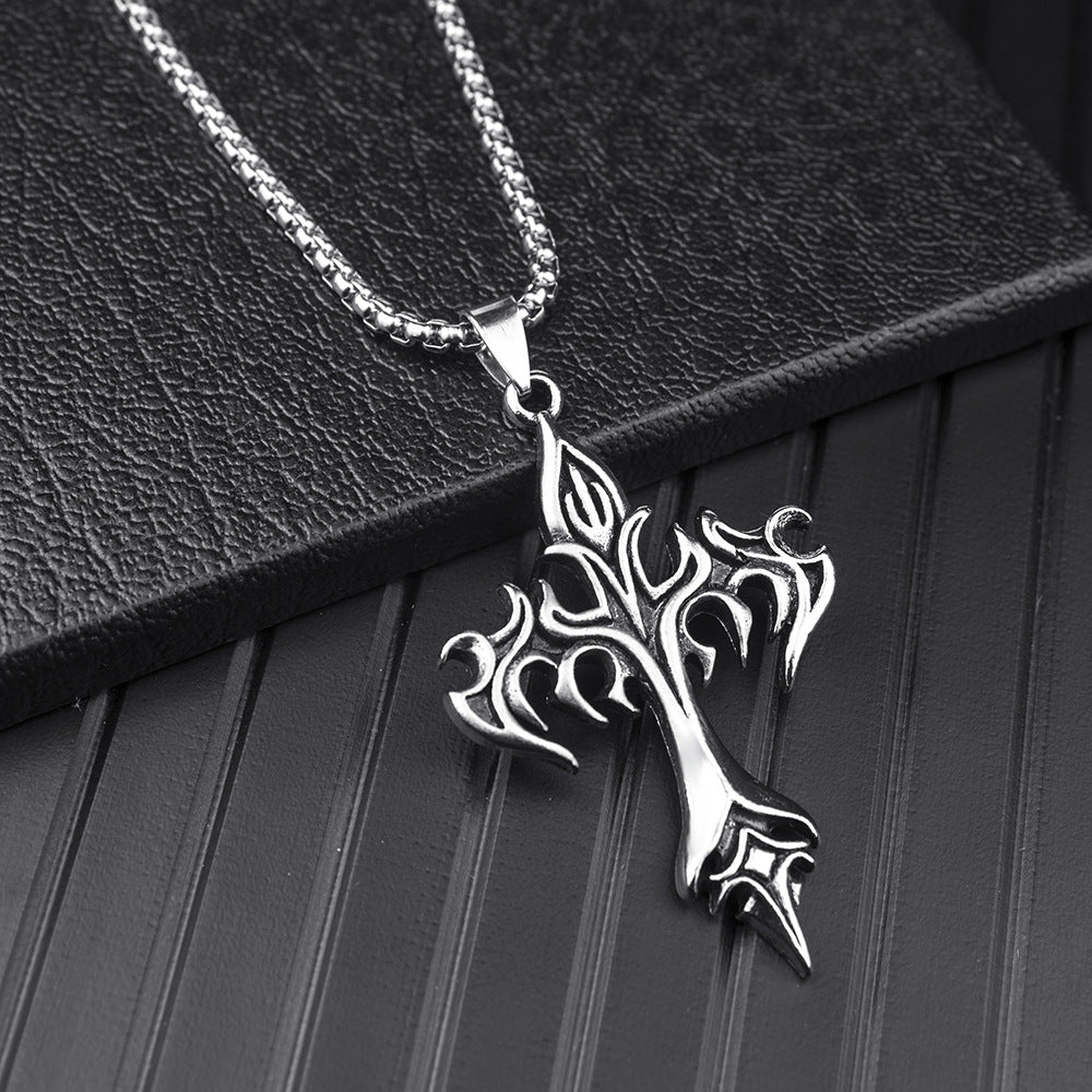 Wholesale Steel Warrior Cross Amulet Pendant Stainless Steel Necklaces